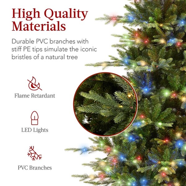 6ft PreLit Artificial Aspen Christmas Tree，Noble Holiday Décor w/ 1，350 Branch Tips，2in1 Multicolor LED Lights