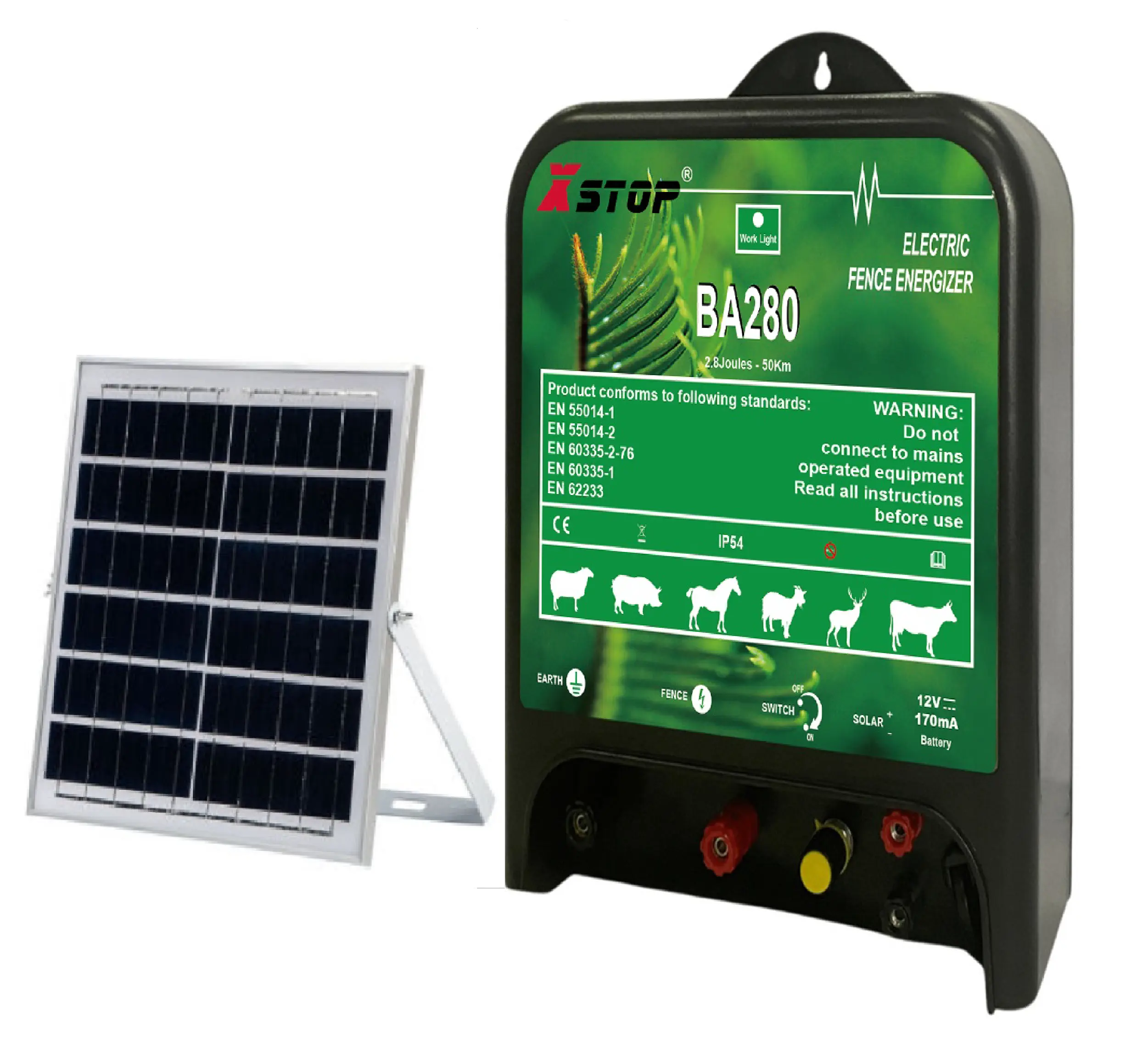 Solar panel supply 2.8 Joule battery controller security electronic fence energizer for deer