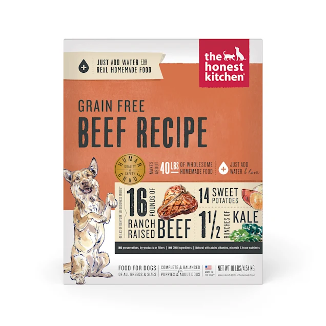 The Honest Kitchen Dehydrated Grain Free Beef Recipe Dog Food， 10 lbs.