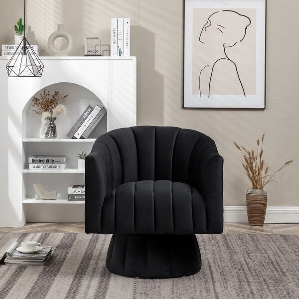 SEYNAR Modern Glam Velvet Upholstered Swivel Accent Arm Barrel Chair for Living Room