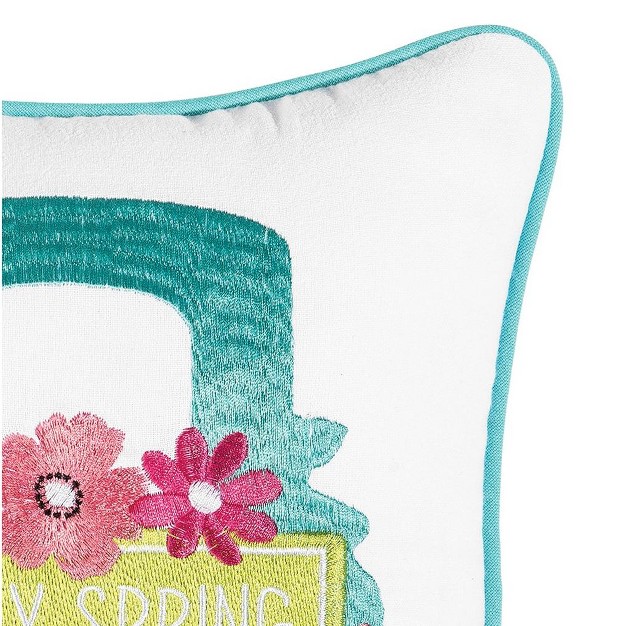 X 10 quot Happy Spring Truck Spring Embroidered Throw Pillow