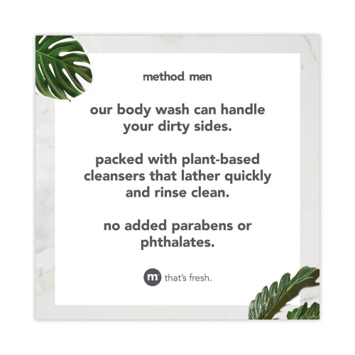 Method Mens Body Wash， 18 oz， Sea and Surf， 6/Carton (01861)