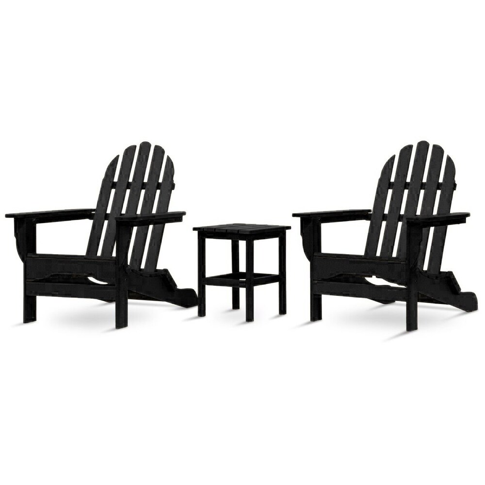 3 piece Recycled Plastic Folding Adirondack Chair/Table Set