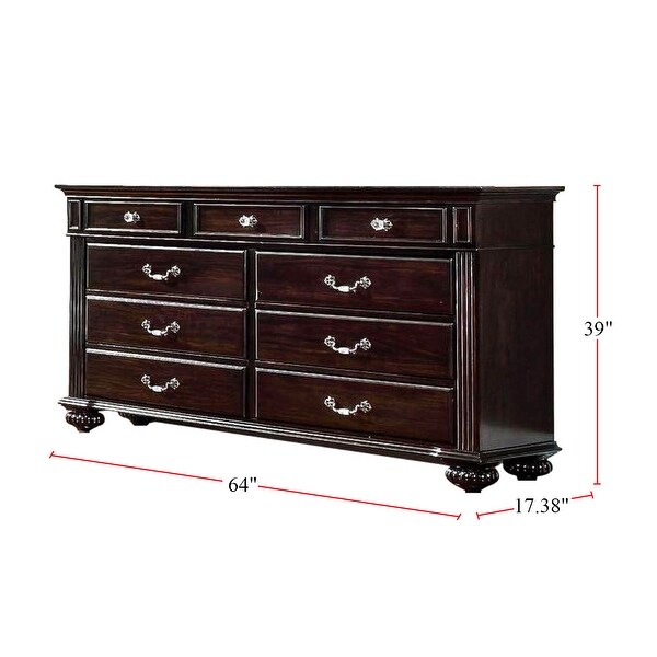 9 Drawers Wooden Dresser， Dark Walnut - - 34443252