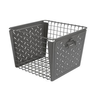 Spectrum 9 in. H x 12 in. W x 12.5 in. D Dark Gray Steel Cube Storage Bin 84076