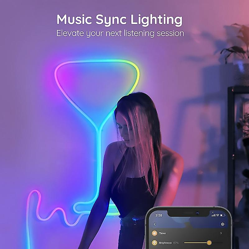 Rgbic Neon Rope Light Diy Night Light Bar Smart Wifi App Control Music Sync Tv Backlights Game Living Room Bedroom Decoration