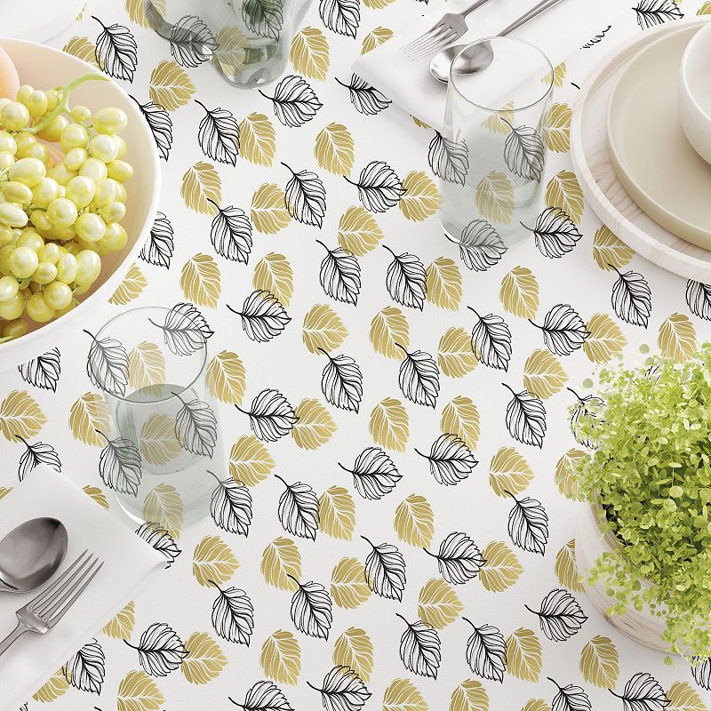 Square Tablecloth， 100% Polyester， 70x70， Golden Leaves