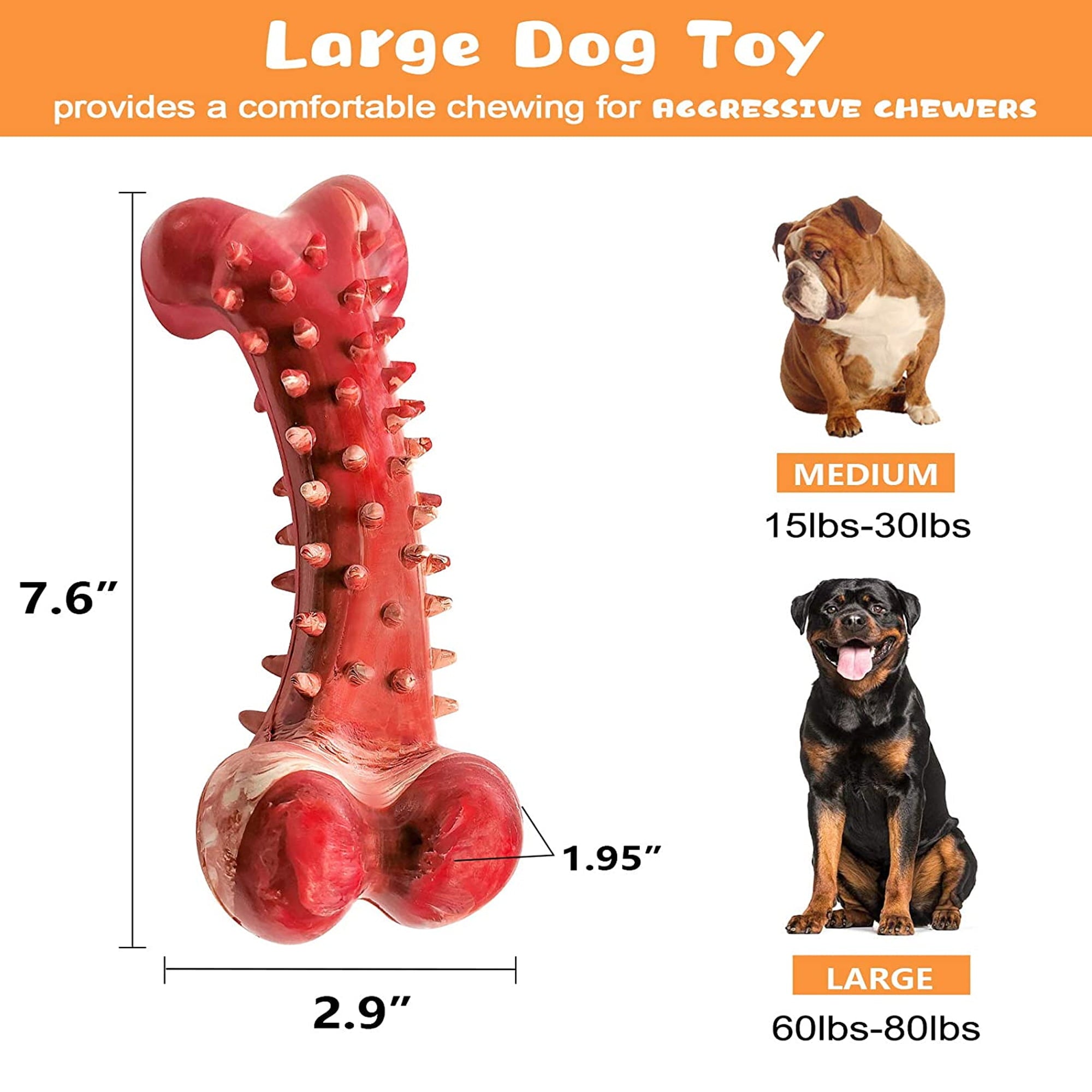 Pet Deluxe Dog Chew Toys for Aggressive Chewers Large Breed，Durable Dog Bones Interactive Dog Toys， Indestructible Tough Natural Rubber Dog Chew Toys for Medium Dog Teeth Cleaning