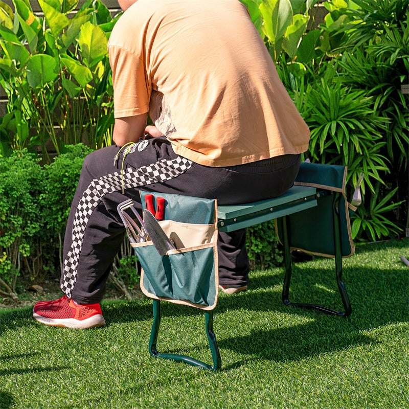 Portable Folding Garden Kneeler and Seat with 2 Tool Pouches & EVA Foam