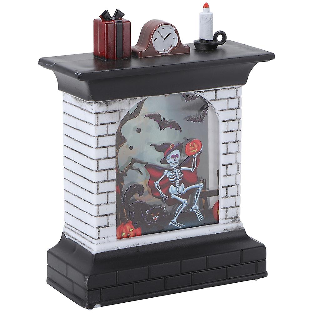 Halloween Fireplace LED Lantern Night Light Party Home Hanging Props Decorations(Skeleton)