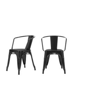 StyleWell Black Metal Dining Chair (Set of 2) (20 in. W x 28 in. H) CM805-18-BLK