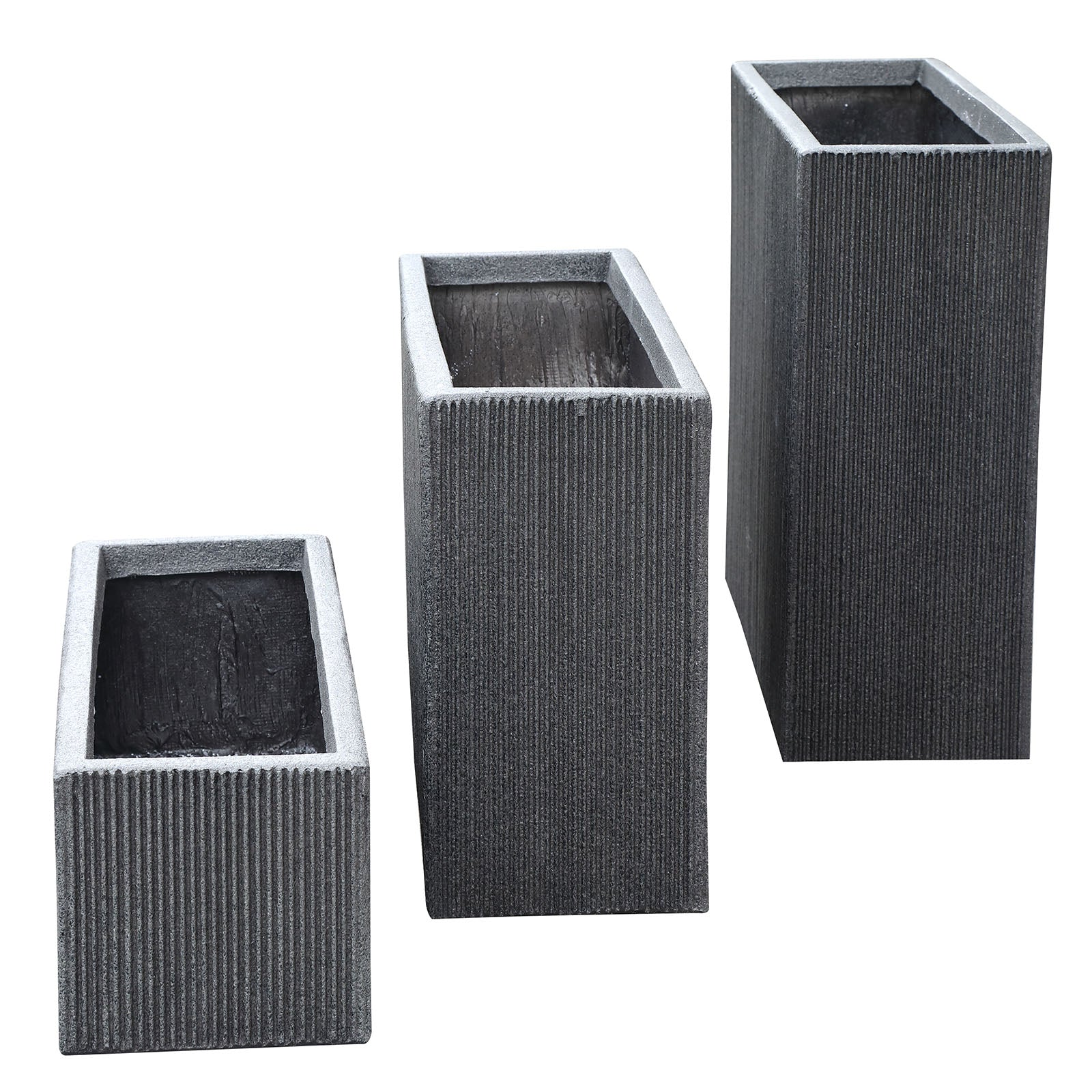 Set Of 3 Outdoor/Indoor Fiberglass Concrete Planter Box Xk-8302D+E+F