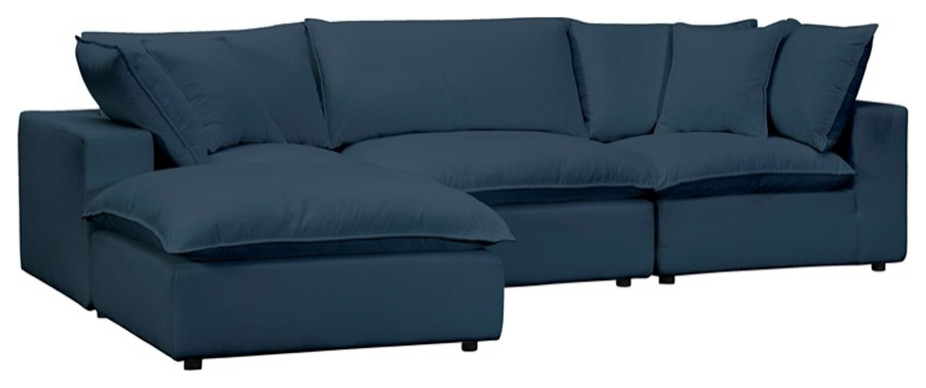 Pemberly Row Modern Navy Modular 4 Piece Upholstered Sectional   Contemporary   Sectional Sofas   by Homesquare  Houzz