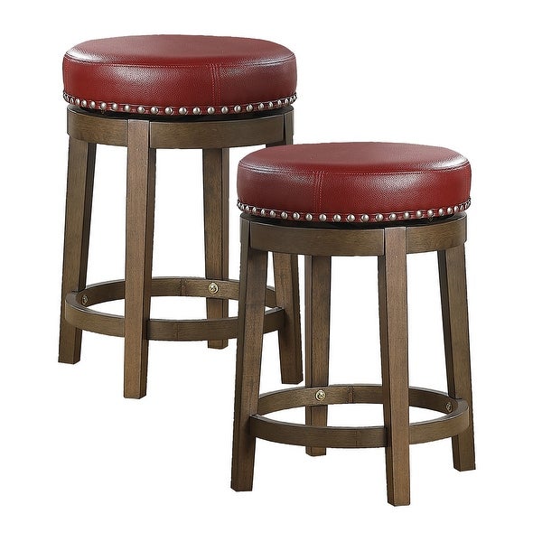 Lexicon Whitby 25 Inch Counter Height Round Swivel Seat Stool， Red (4 Pack) - 18.15