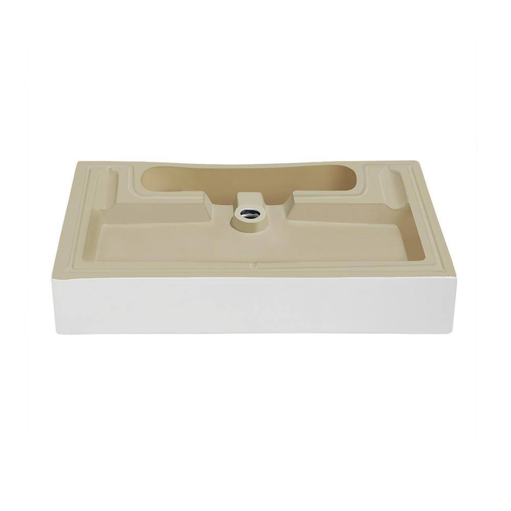 Swiss Madison Voltaire Wide Rectangle Vessel Sink in White SM-VS292