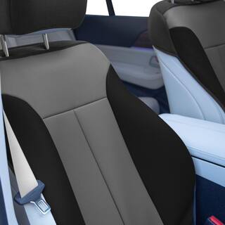 FH Group Apex90 47 in. x 1 in. x 23 in. Water-Resistant Faux Leather Car Seat Covers Front Set for Cars Coupes and Small SUVs DMPU090102GRAYBLACK