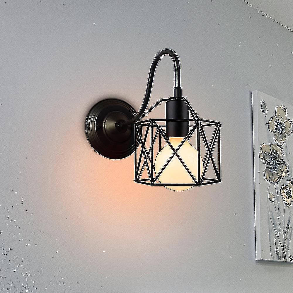 Led Industrial Wall Lamp Black E27 Iron Lampshade Cover Wall Lamp Indoor Lighting Fixture(b)