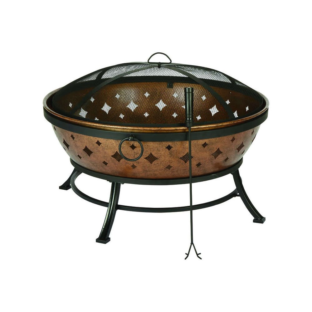 Living Accents Noma Round Wood Fire Pit 36 Copper/Black Steel ;