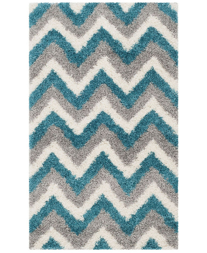 Safavieh Shag Kids SGK568 Ivory and Blue 3 x 5 Area Rug