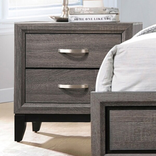 Carina Grey Oak and Black 4-piece Panel Bedroom Set - - 33987994