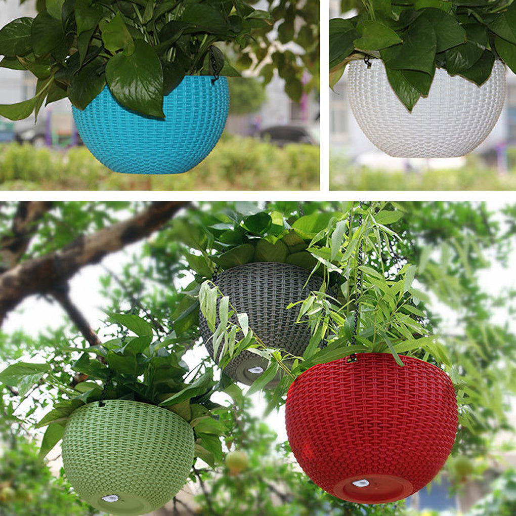 Hanging Basket Rattan Flower Pot Self-watering Art Planter Plastic Resin Planting Tool Garden Supplies