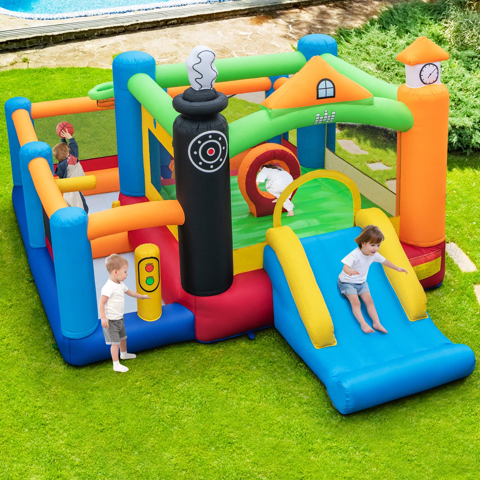 BOUNTECH Inflatable Bounce House, Bouncy House for Toddler Kids 5-12 Indoor Outdoor Party Fun Huge w/950W Blower