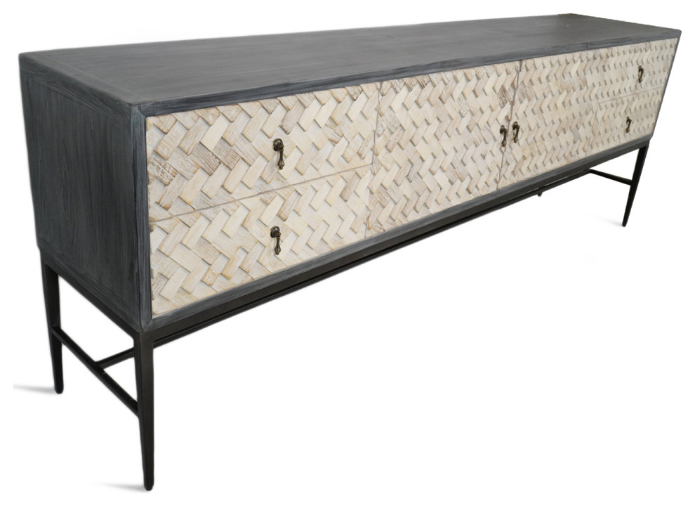 Long Narrow Braided Media Cabinet   Industrial   Media Cabinets   by Design Mix Furniture  Houzz