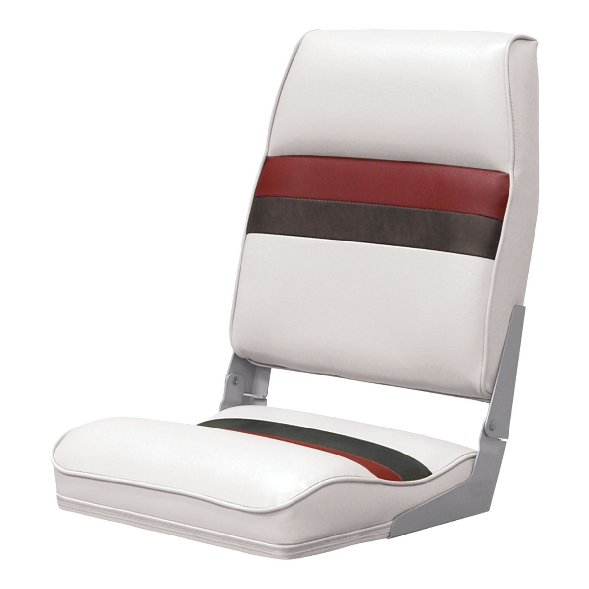 WISE 8WD434LS Deluxe Pontoon Series High Back Boat Seat - White/Red/Charcoal