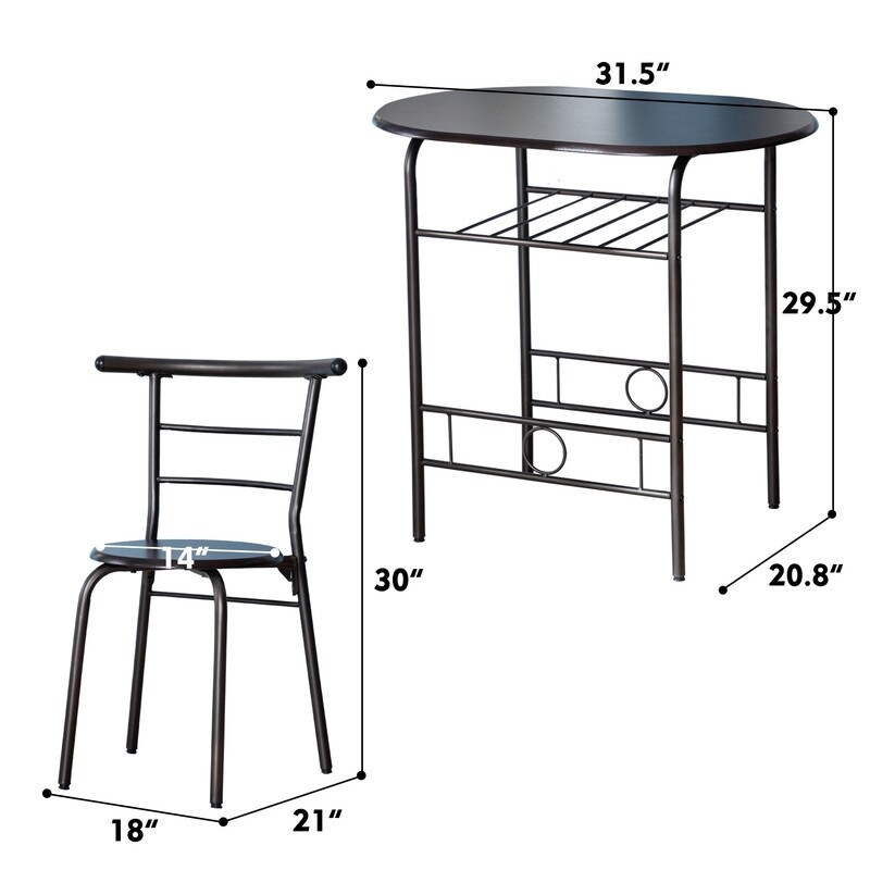 3 Piece Round Bistro Table Set for Small Spaces  Outdoor