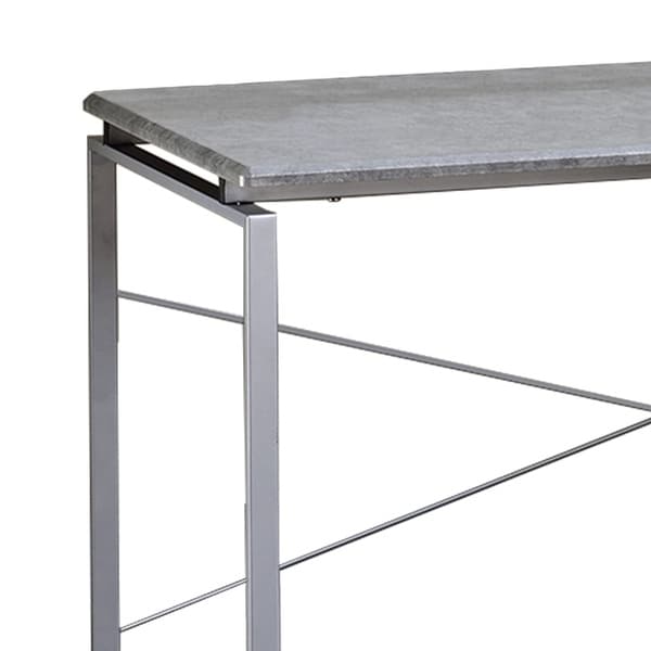 Sled Base Rectangular Table with X shape Back and Wood Top，Gray and Silver - 28 H x 22 W x 47 L Inches