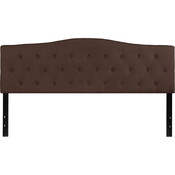 Cambridge Tufted Upholstered King Size Headboard in Dark Brown Fabric