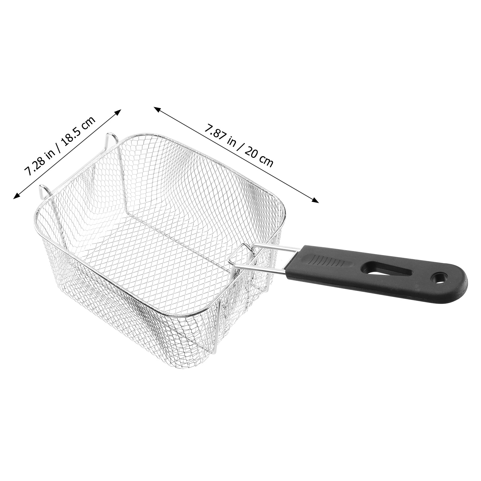 Stainless Steel Deep Fry Basket Wire Mesh Strainer with  Long Handle Frying Cooking Tool Food Presentation Tableware (Silver)