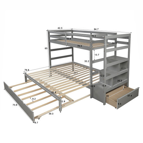 Twin Over Twin/King (Irregular King Size) Bunk Bed...