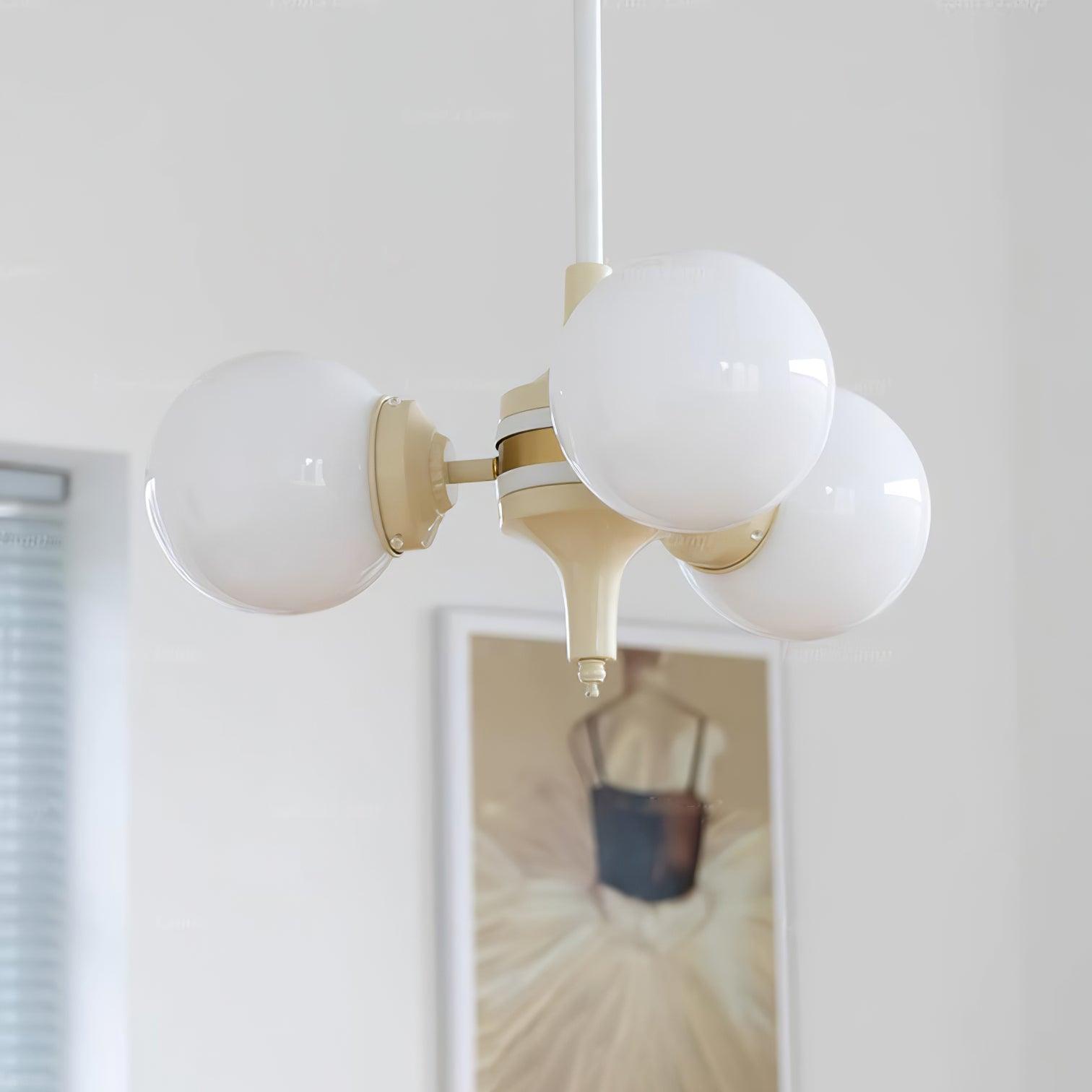 Cream Glass Ball Chandelier