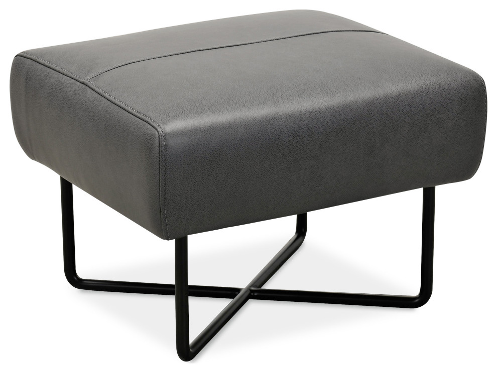 Hooker Furniture Efron Ottoman w/ Black Metal Base   Transitional   Footstools And Ottomans   by Buildcom  Houzz