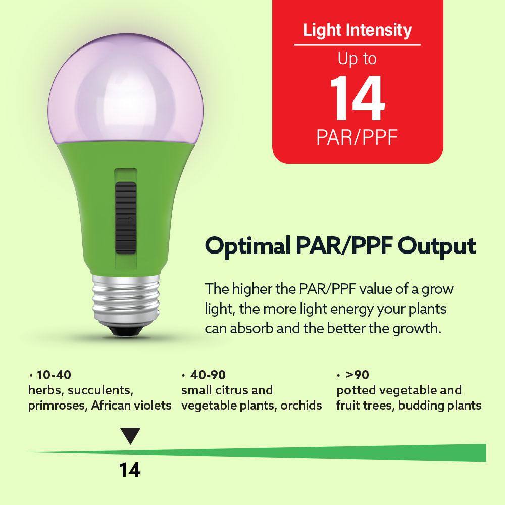 Feit Electric 9-Watt A19 Selectable Spectrum for SeedingGrowingBlooming Indoor Greenhouse Plant E26 LED Grow Light Bulb (1-Bulb) A19ADJGRWLEDHDRP