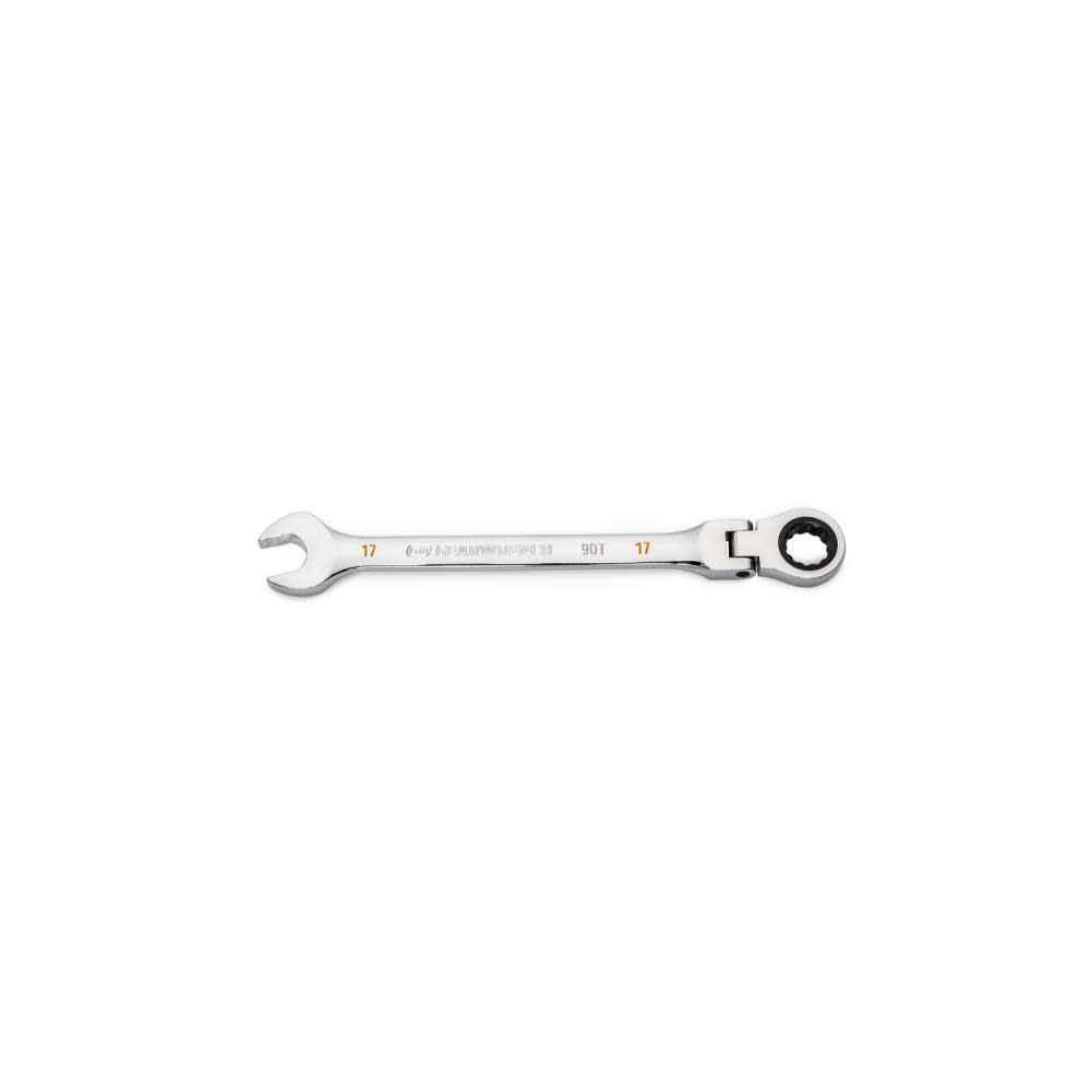 17mm 90T 12 Point Flex Head Ratcheting Combination Wrench