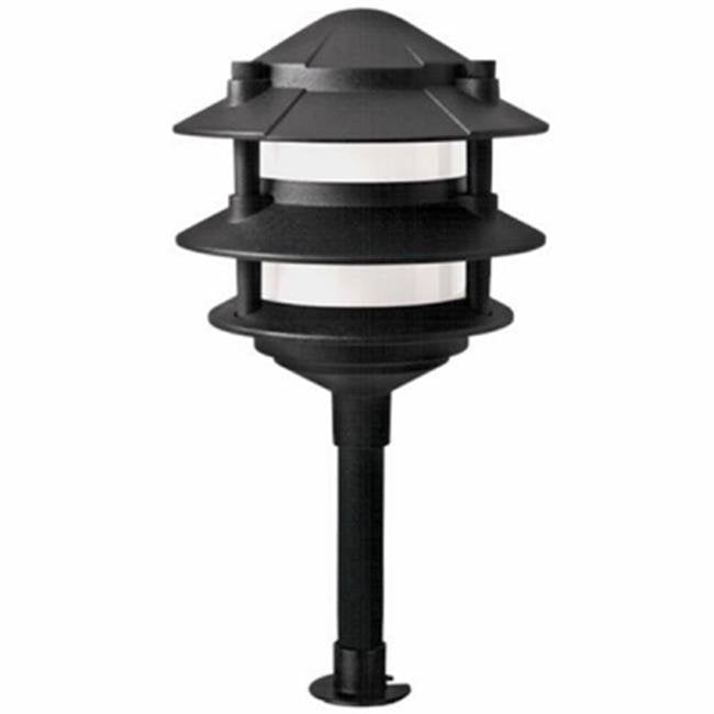 Sterno Home 241393 2.2W Warm White Cast Aluminum 3 Tier LED Path Lightand#44; Black with Frosted Plastic Lens