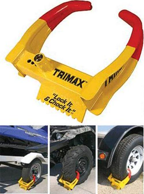 TRIMAX TCL75 Large Yellow Steel Deluxe Wheel Chock Lock