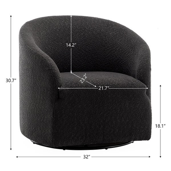 Modern Boucle Upholstered Swivel Barrel Armchair