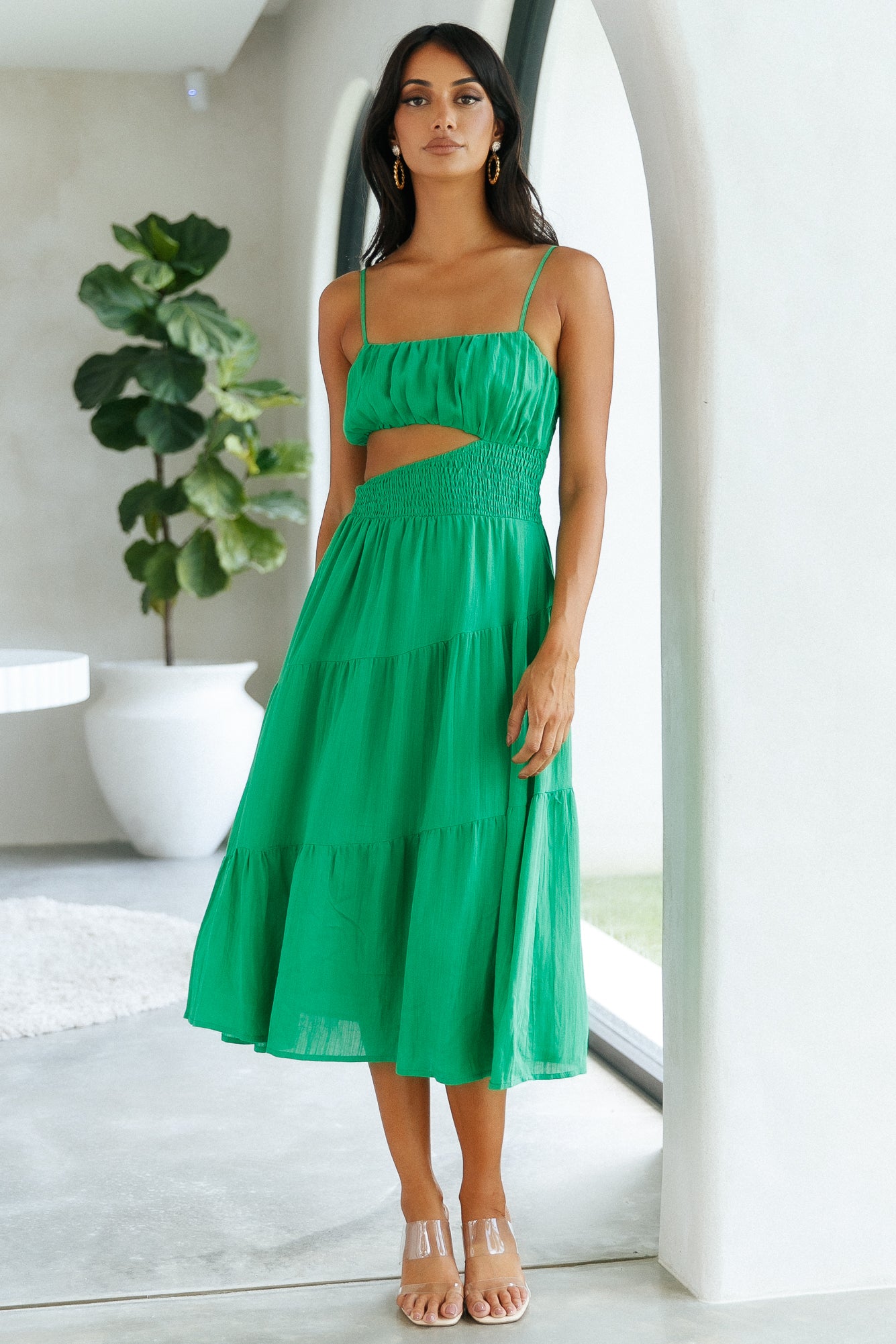 Get Lost In Your Eyes Midi Dress Green