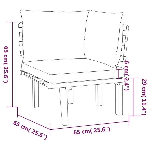 3 Piece Patio Lounge Set with Cushions Solid Acacia Wood