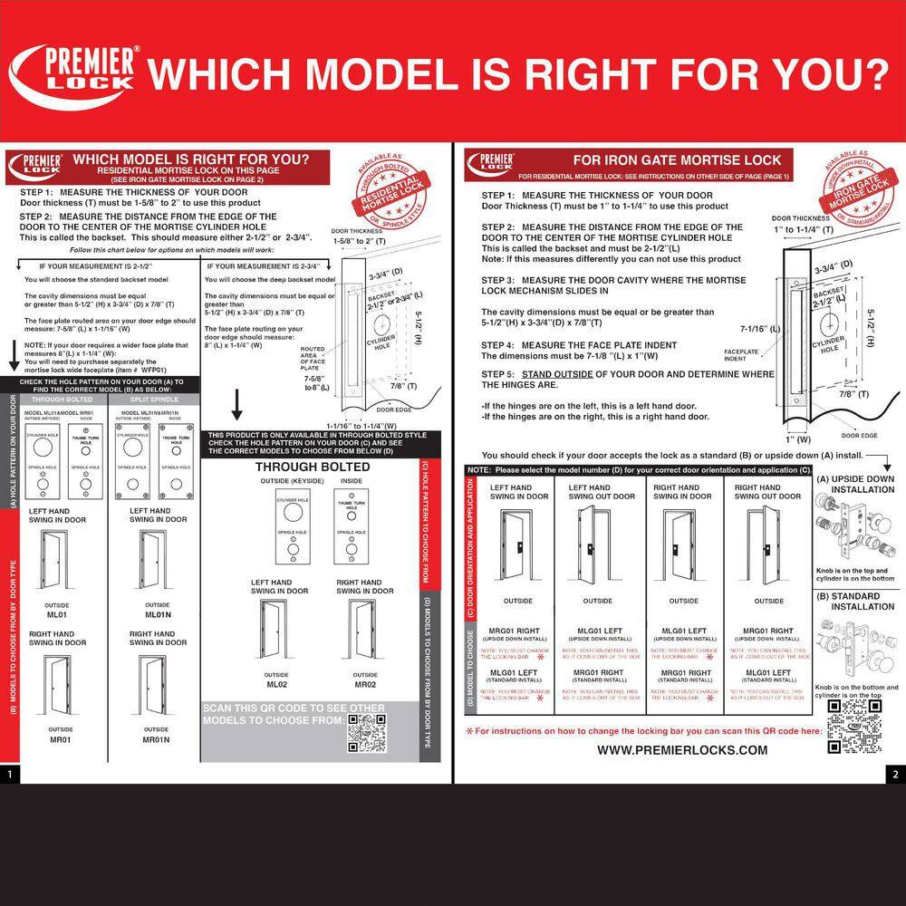 Premier Lock Brass Mortise Entry Left Hand Door Lock Set with 2.5 in. Backset 2 SC1 Keys and Swivel Spindle ML01N