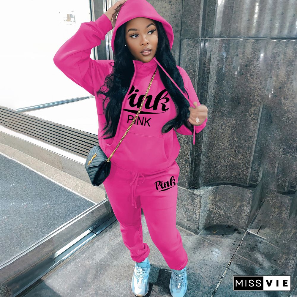 Thick Fleece Hoodies Sweatshirt and Pants Suits