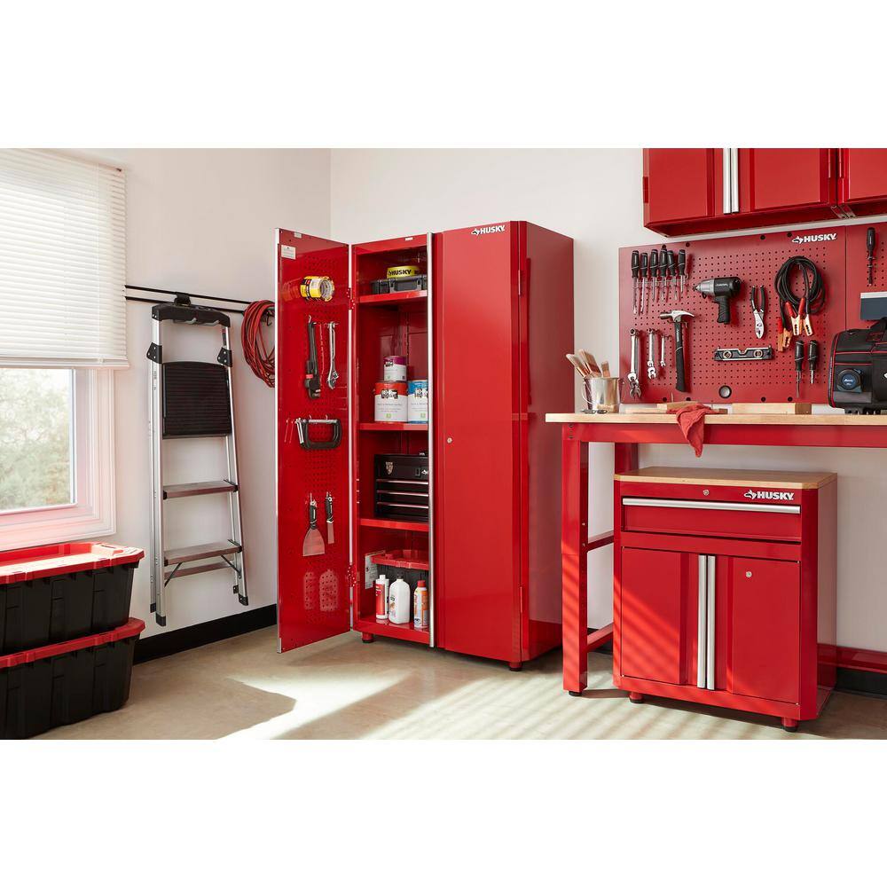 Husky 7-Piece Ready-to-Assemble Steel Garage Storage System in Red (145 in. W x 98 in. H x 24 in. D ) G14509SR-US