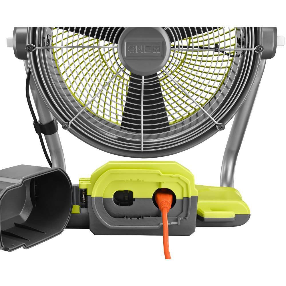 RYOBI ONE+ 18V Cordless Hybrid WHISPER SERIES 12 in. Misting Air Cannon Fan Kit with 4.0 Ah Battery and Charger PCL850K1