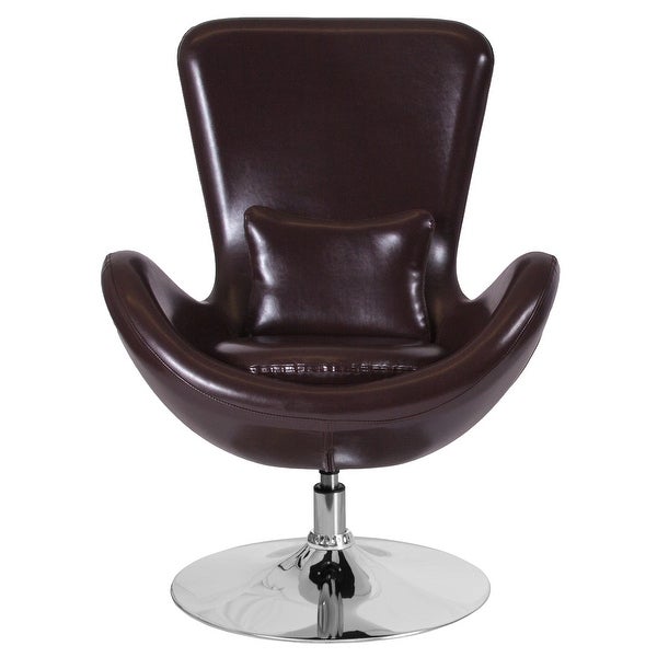 LeatherSoft Swivel Side Reception Chair with Bowed Seat