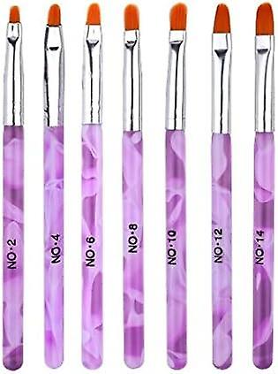 7 X Acrylic Uv Nail False Tips Builder Brush Pen Drawing Brushes Pen Tool Set