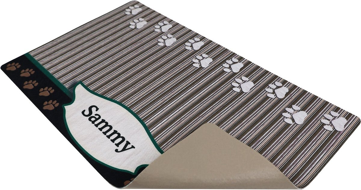 Drymate Green Tan Paw Personalized Dog and Cat Placemat