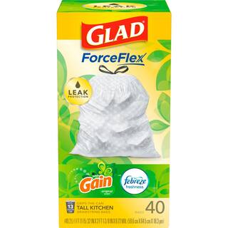 Glad ForceFlex 13 Gal. Tall Kitchen Drawstring Gain Original with Febreze Freshness Trash Bags (40-Count) 1258778685